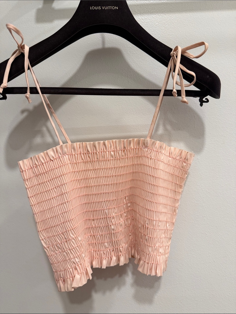 Smocked Tie-Shoulder Camisole in Blush Pink